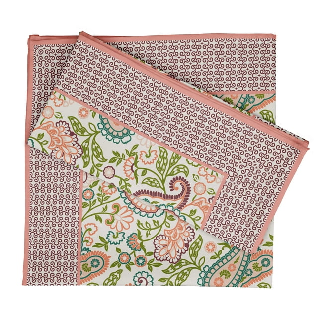 Vargottam Collection de Luxe Table à Dîner en Lin Décor Serviette en Coton Tissu Imprimé Serviettes Réutilisables Ensemble de 4, 20 X 20 - Paisley Asiatique