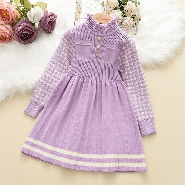 Vestido de otoño-invierno para niñas Bear Leader, suéter de fiesta de princesa para niñas de 4 a 8 años, vestidos de punto, disfraz de Navidad, ropa para niñas pequeñas