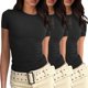 thumbnail image 1 of Camiseta básica de manga corta ajustada para mujer: camiseta de poliéster ajustada, top informal de verano, tallas S-XXL, estampado floral, apta para múltiples ocasiones, 1 of 6