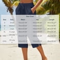 thumbnail image 4 of SwiftWear Women's Loose Cotton Capris Elastic Waist Button Design Casual Straight Leg Cropped Pants Cotton, 4 of 6