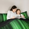 thumbnail image 4 of Homewish Geometric Lines 7 Pieces Bedding Comforter Set,Minimalist Stripes Aesthetic Full Bedding Set,Green Black Fitted Sheet Flat Sheet For Boys Kids,Super Cozy Room Decor Reversible, 4 of 8