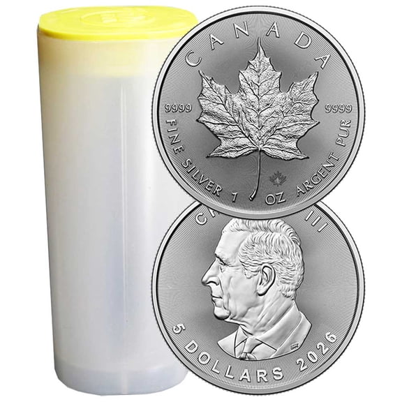 Roll of 25 - Canada 2026 $5 1-oz Silver Maple Leaf BU