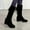 Black, variant on Wavsuf Womens Dress Shoes Flock Tie Hip Lace Mid Calf Round Toe Brown Boots Size 36