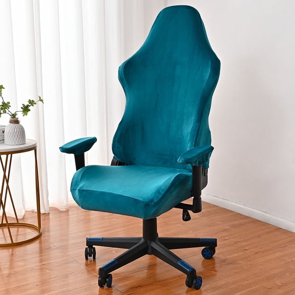Amosfun 1Set Blue Chair Slipcover for Computer Chair with Elastic Fabric and Zipper Closure