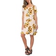 thumbnail image 3 of Outfmvch Fall Dresses Womens Dresses Plus Size Dress Women Summer Short Sleeve Sunflower Printed Pockets Sundress Casual Swing Dress Womens Dresses Beige 2Xl, 3 of 8