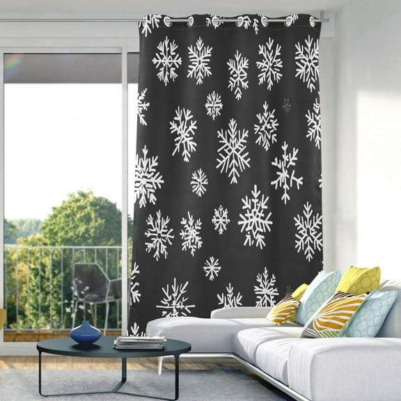 White Snowflakes Blackout Curtains 84"x52" Thermal Insulated Curtain 1 Panel