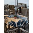 thumbnail image 2 of Outdoor Tablecloth with Umbrella Hole Zipper Navy Blue Brown Round Tablecloth 54" Waterproof Outside Table Cloth Tropical Palm Leaves Retro Patio Table Cover Tablecloths for Picnic Party, 2 of 8