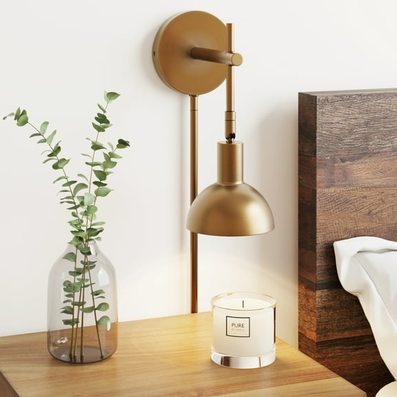 Nathan James Tamlin Brass Wall Mounted Sconce 1-Light Fixture with Plugin and On/Off Switch