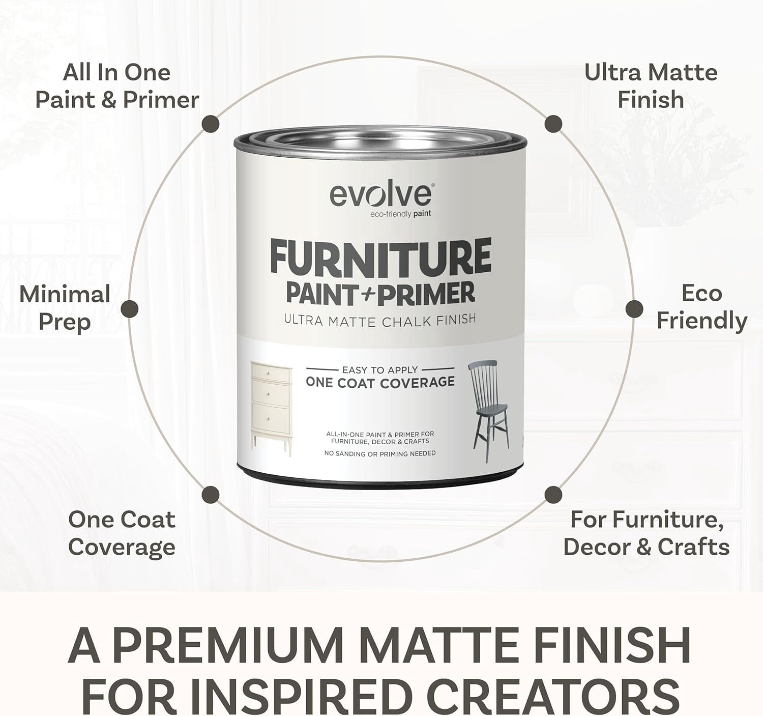 Evolve Ultra Matte Chalk Paint, Eco-Friendly Paint and Primer, Coral Veil, 30 fl oz, Pack of 1