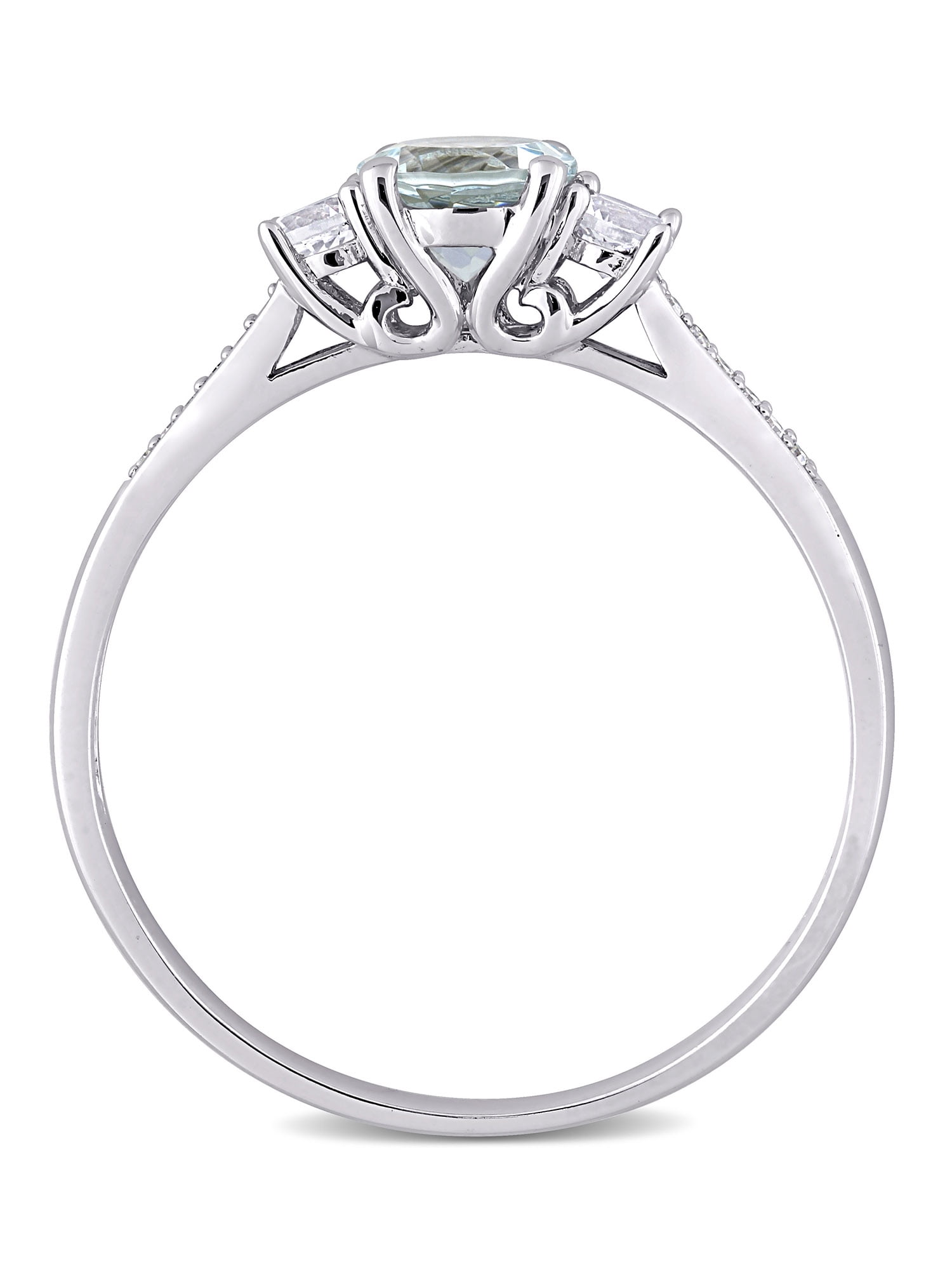 Everly Women's Created Sapphire and Aquamarine 10K White Gold Engagement Ring