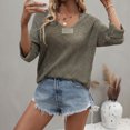 thumbnail image 2 of Lovskoo 2024 Sweaters for Women Long Sleeve Plus-Size Loose Solid Color V-Neck Pullover Sweater Olive Green, 2 of 5