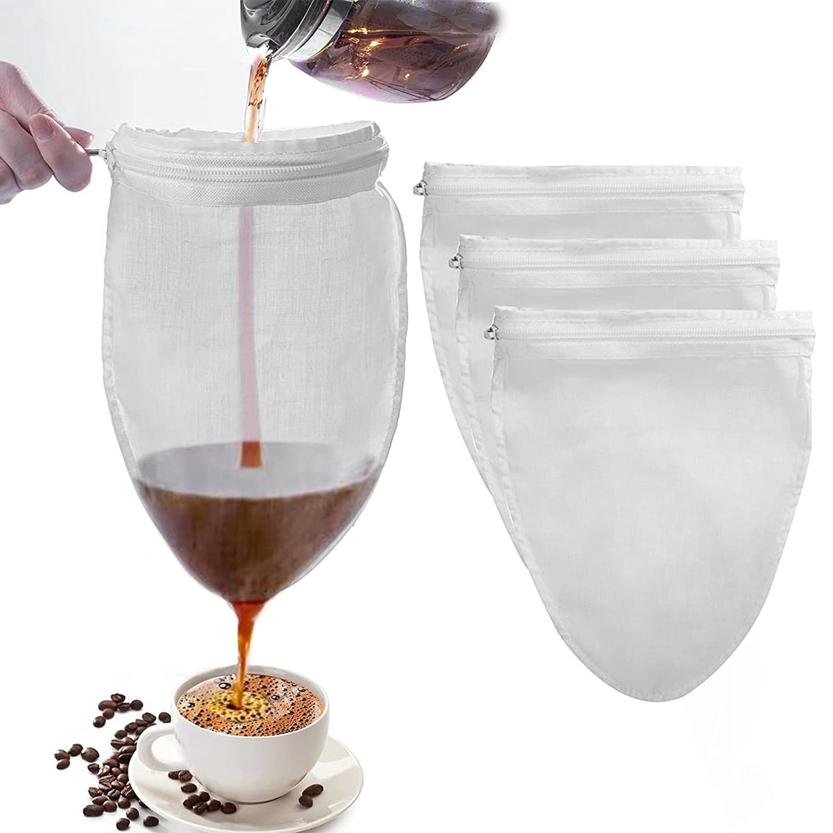 Grusce 3 Pcs Ultra Fine Mesh Strainer Bags,Reusable Food Filter Bags