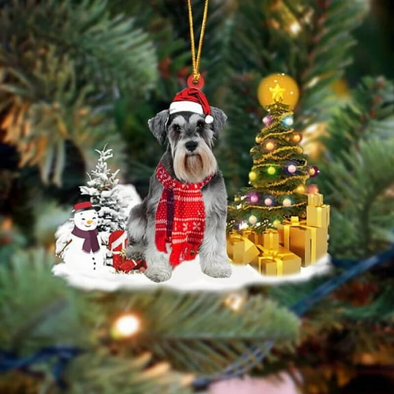 Acrylic 2D FLAT Holiday Tree Decoration Schnauzer Christmas Ornament LK143