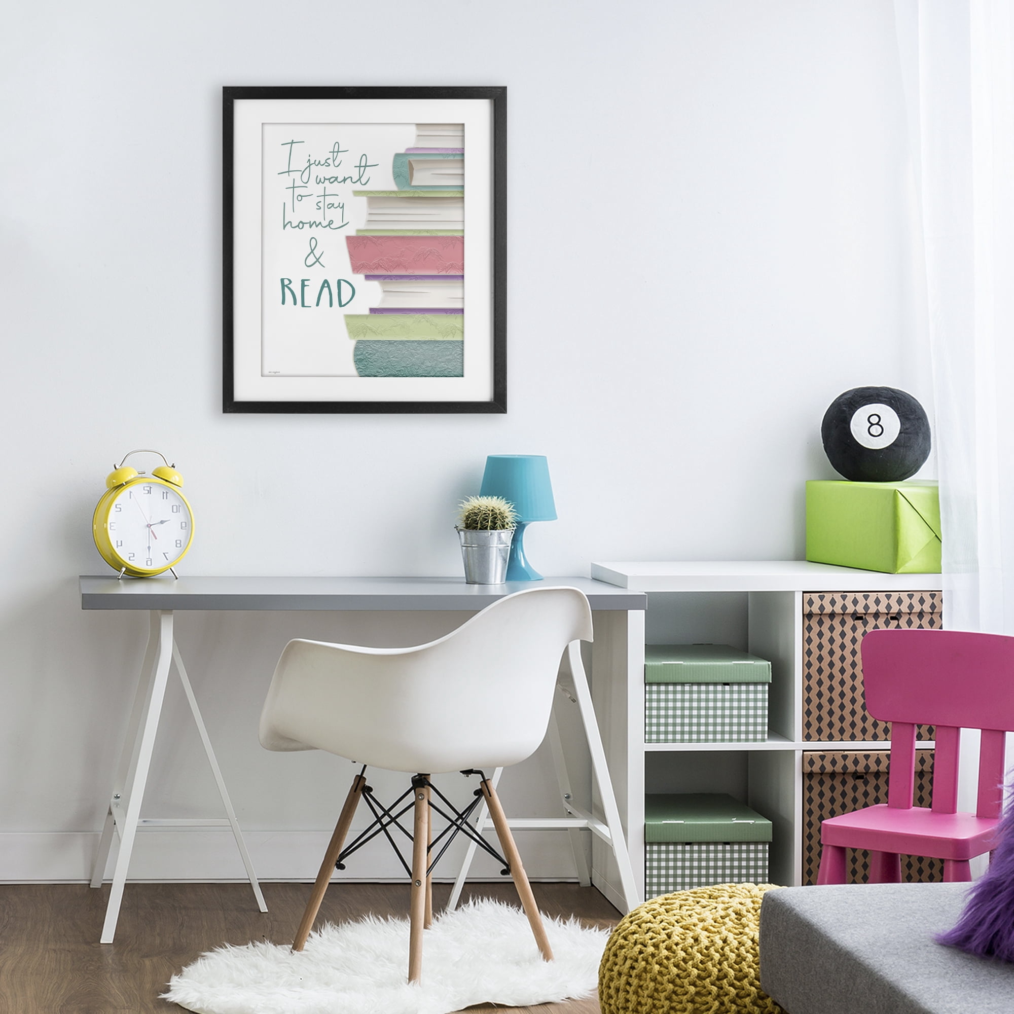 Stupell Industries Stay Home & Read Black Framed Print Under Glass, design by Seven Trees Design