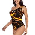 thumbnail image 3 of Picia Orange Lightning Pattern Women's One Piece Swimsuits,One Shoulder Swimwear Asymmetric ,Ruffle Monokinis Bathing Suits,High Waisted Flattering Bathing Suits-Large, 3 of 8