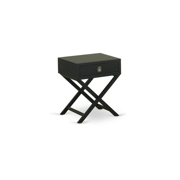 HANE11 Hamilton Square Night Stand End Table with Drawer in Black Finish