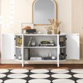 thumbnail image 2 of White Accent Storage Cabinet, Curved Sideboard Cabinet, Atumon Storage Cabinet with 4 Doors and Adjustable Shelves, Modern Buffet Sideboard, Wood Cabinet Furniture for Entryway Hallway Living Room, 2 of 10