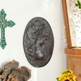 thumbnail image 5 of Sungmor Vintage Cast Iron Wall Art Decor, Oval-shaped Ornate Classical Woman Relief Plaque, Decorative Wall Ornament Antique Sculpture for Home or Garden, Rustic Black Finish, 5 of 8