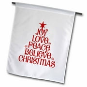 3dRose Joy Love Peace Believe Christmas - Garden Flag, 12 by 18-inch