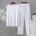 thumbnail image 2 of USNSM (L-5XL) Plus Size Mens Sleeveless Tank Top and Pants Set Casual Two Piece Loungewear Sleepwear Comfortable Modal Suit White XL, 2 of 5