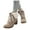 Beige, variant on Winter Snow Combat Boots for Women 2025 Fashion Fleece Lined Warm Chunky High Heels Mid Calf Dress Ankle Booties