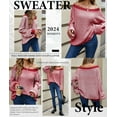 thumbnail image 6 of HEFEIYI Women's 2025 Fall Long Sleeve Sweaters Casual Loose Striped Off Shoulder Casual Oversized Knitted Sweater Pullovers, 6 of 7