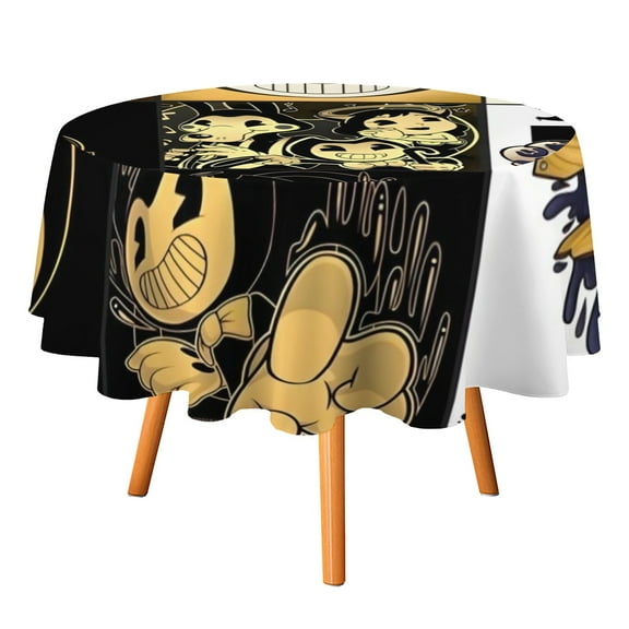 Bendy and the Ink Machine-Theme Round tablecloth has an iconic print, fits most tables, and is easy to care for perfect gifts for fans friends and family.diameter60''(152cm)