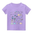 thumbnail image 7 of Fesfesfes Summer Cute Printed Pattern T-shirt with Short Sleeves for Children School Season Round Neck Half Sleeve Casual Tops for Boys Girls(Purple,4 Years), 7 of 7