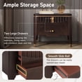 thumbnail image 3 of Noble House Modern Nightstand with 2 Drawers, Wave Design Bedside Table with Metal Handles,Dark Brown, 3 of 9