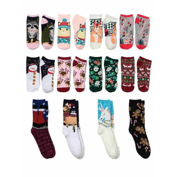 HYP Womens 12 Pair Days Of Christmas Holiday Socks Santa Snowman hyp-womens-12-pair-days-of-christmas-holiday-socks-santa-snowman