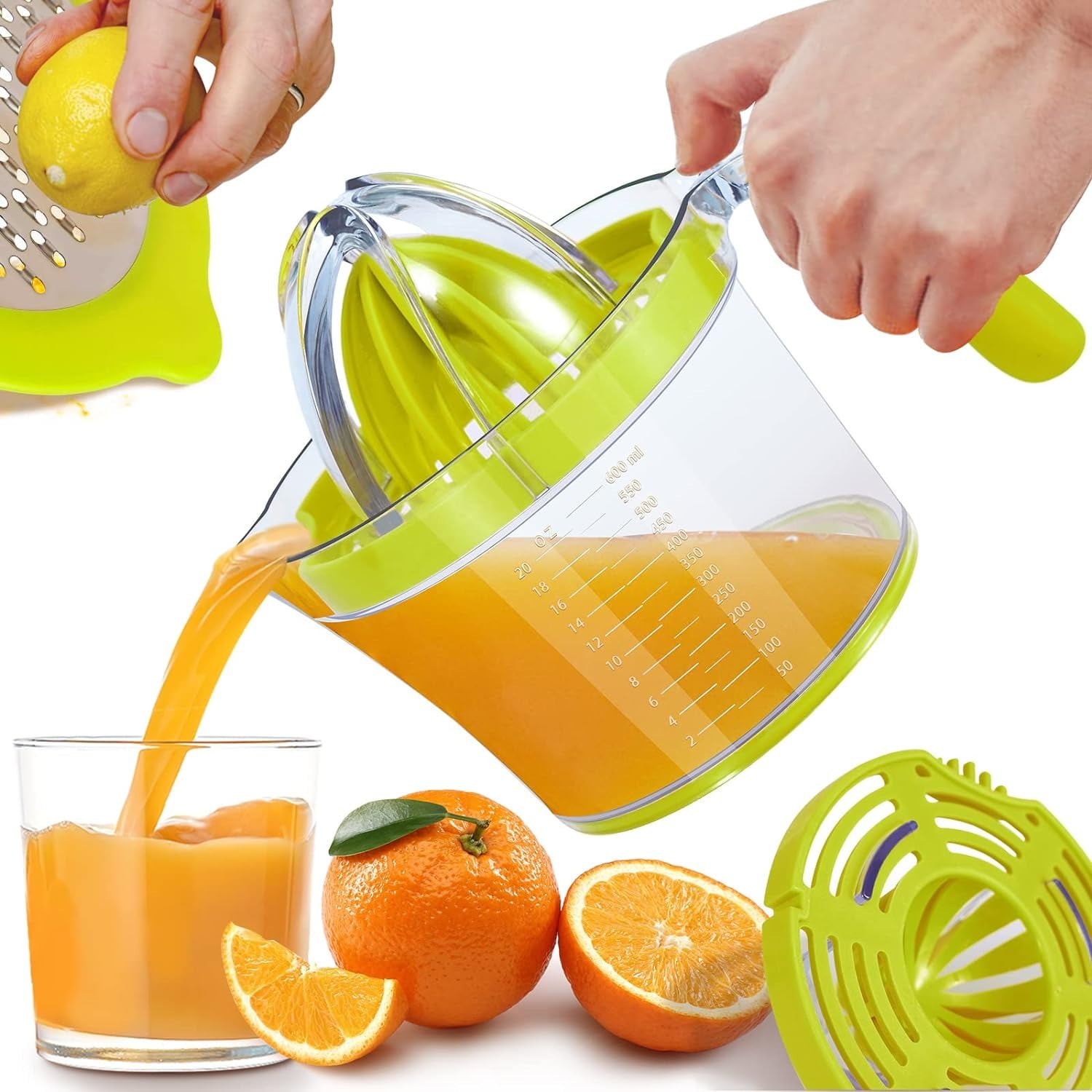 Manual Juicer Multifunctional Hand Juicer Lemon Lime Squeezer with Comfortable Grip Handle Capacity Orange Juicer green