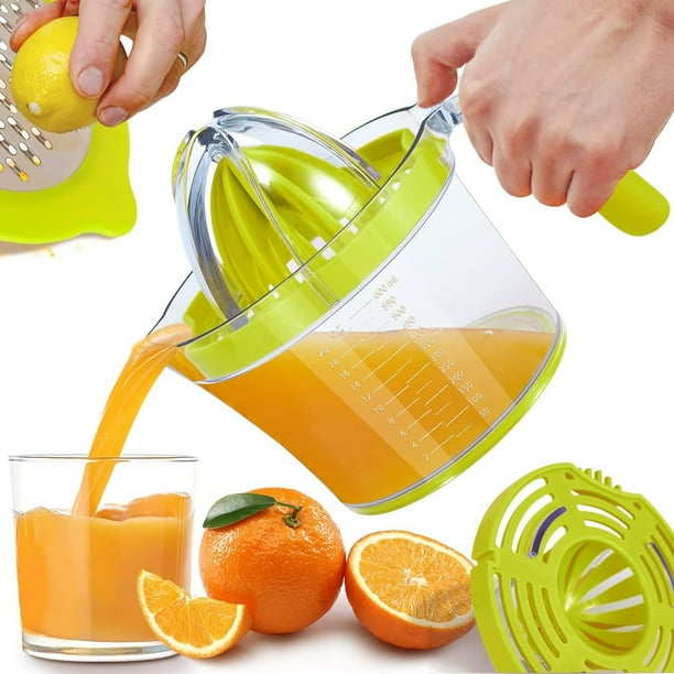 Exprimidor manual, exprimidor de mano multifuncional, exprimidor de lima limón con mango cómodo, exprimidor de naranja de capacidad (verde)