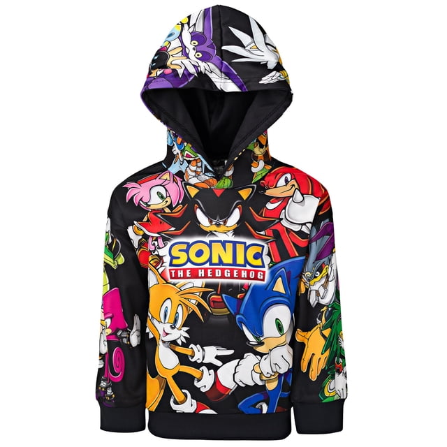 Sudadera con capucha tipo pulóver para niño SEGA Sonic the Hedgehog, negra