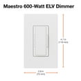 thumbnail image 2 of Lutron Maelv-600 Maestro 120 Volt 600 Watt Single Pole/Multi Location Electronic Low, 2 of 5