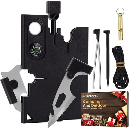Credit Card Tool Multitool Christmas Stocking Stuffers 18 in 1 Cool Gadgets Useful Fathers Gift for Dad Upgraded Multi-Tool Birthday Gifts Men Women Survival Wallet Tools with Screwdrivers Compass