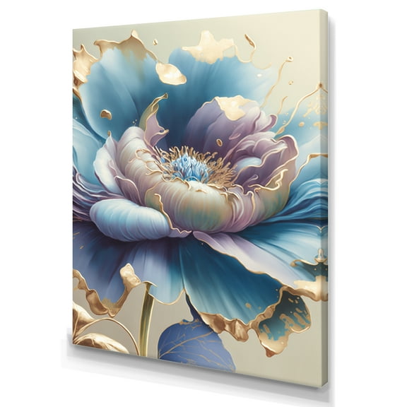 Designart Ice Blue And Purple Watercolor Flower I Canvas Wall Art