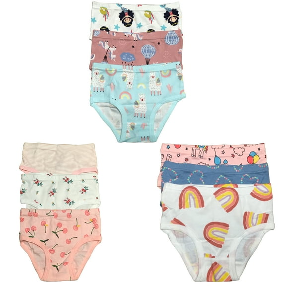 B&Q's 9-Pack Toddler Little Girls' Cotton Briefs | Sizes 2T-7T for Adorable Comfort