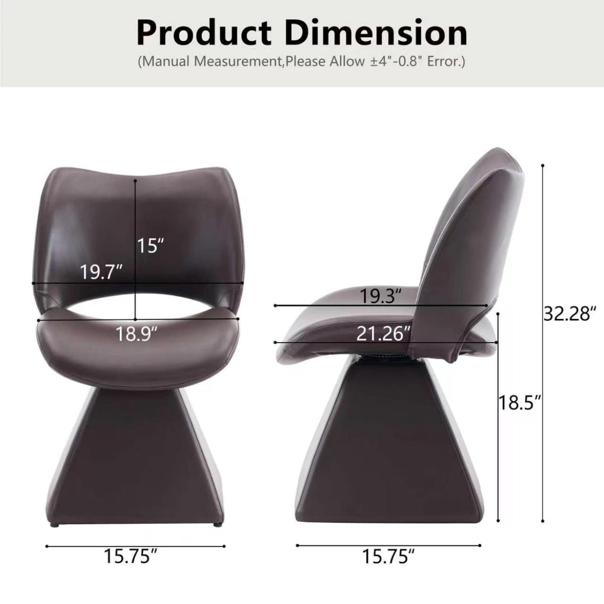HOQBN Modern Swivel Dining Chair with Faux Leather, 360-Degree Upholstery Dining Chair with High Curved Back for Kitchen, Dining Room,Dark Brown