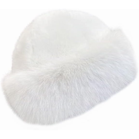Kukuzhu Faux Fur Hat for Women Cossack Russian Style Winter Hat Fuzzy Furry Ushanka Warm Fluffy Bucket Hat