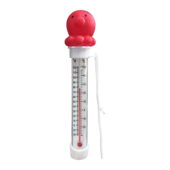 Red Octopus Floating Pool Water Temperature Gauge, Cute Swimming Pool Thermometer for Hot Tubs and Spas with Easy To Read Clear Display Scales