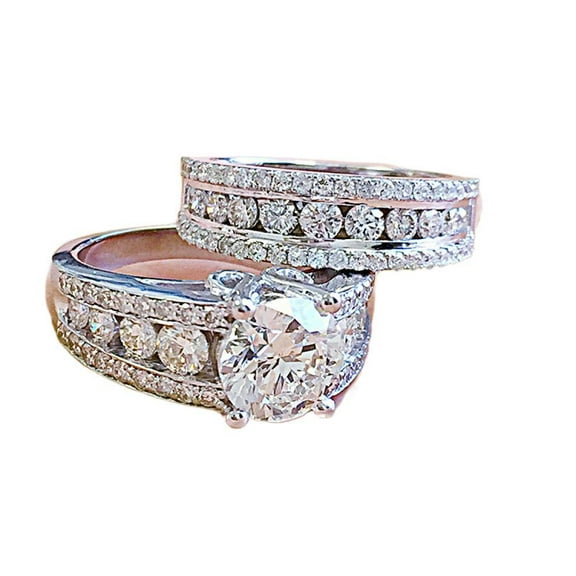 SEPARQI 2pcs His and Hers Wedding Ring Sets Couples Engagement Rings Women and Men 925 Sterling Silver AAA Cubic Zirconia Rings Suit