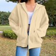 thumbnail image 2 of Women Zip Up Hoodie Long Sleeve Lightweight Sweatshirt Fall 2025 Loose Fit Y2K Casual Workout Jacket with Pockets, 2 of 6