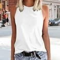 thumbnail image 2 of BYHONG Women's Solid Color Tank Top Sleeveless Round Neck Vest Summer Womens Blouses Casual T-Shirt Style Top White L, 2 of 4