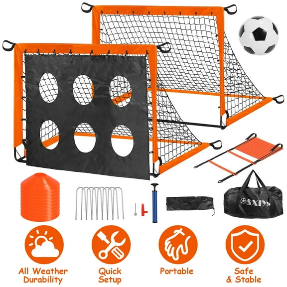 Kids Soccer Goal for Backyard 5.9x3.7ft Portable Soccer Goal Net Training Equipment with Soccer Ball Pump Cones Ladder Target for Kids and Youth Games Sports