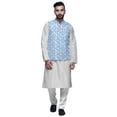 thumbnail image 1 of Atasi Ethnic Dupion Silk Kurta Pyajama Set With Printed Nehru Jacket For Mens, 1 of 3