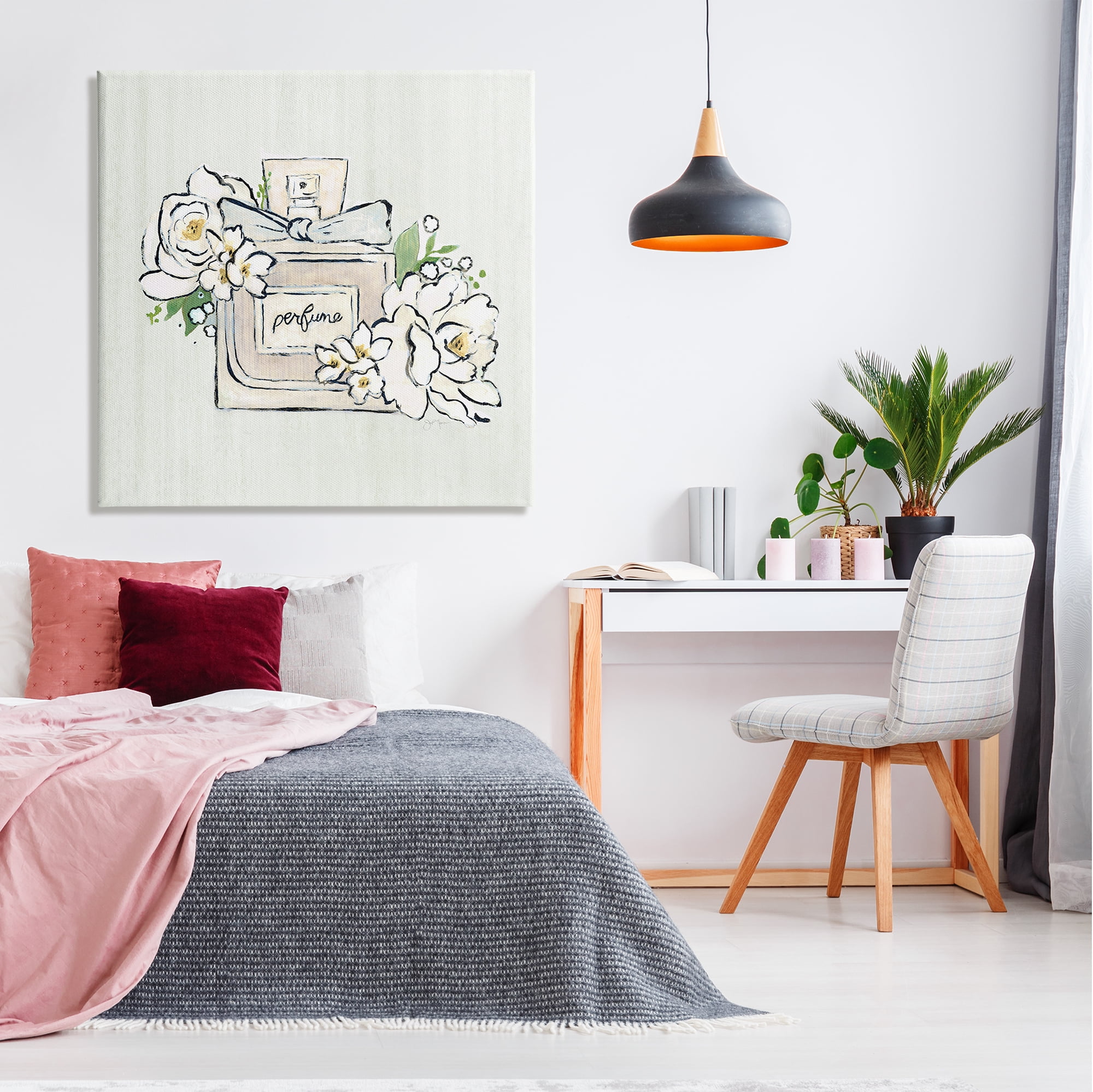 Stupell Industries Glam Fashion Perfume Bottle Blooming Flower Buds Graphic Art Gallery Wrapped Canvas Print Wall Art, Design by Tava Studios