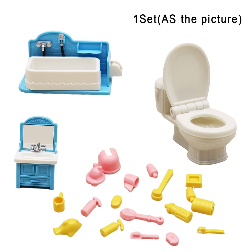 Dollhouse Furniture Set,Dollhouse Bathroom Set for Kids,Doll House