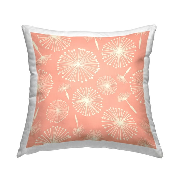 Stupell Industries Peach Dandelion Pattern Decorative Printed Throw Pillow Design by Carrie Cantwell