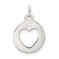 thumbnail image 4 of 925 Sterling Silver Open Solid Polished Circle With Love Heart Charm Pendant Necklace 22x12mm Wide - Pendant for Women, 4 of 4