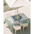 thumbnail image 3 of 54x80 Inch Outdoor Tablecloth with Umbrella Hole Zipper Rectangle Sea Turtle Coastal Rectangular Tablecloths Outside Waterproof Blue Green Summer Beach Coral Ocean Patio Table Cover for Picnic Party, 3 of 8